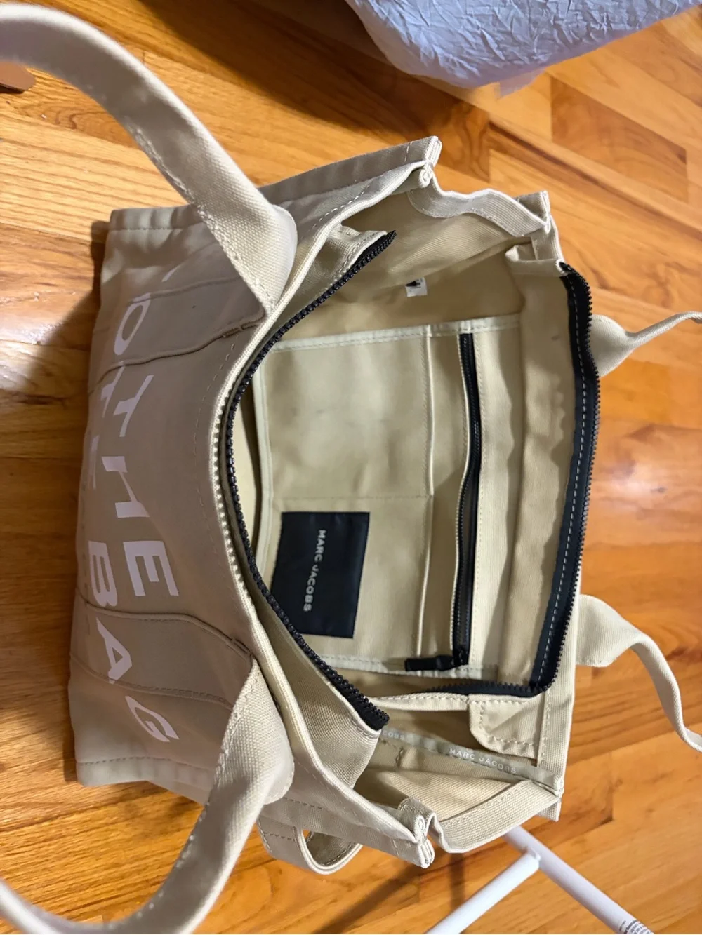 Marc Jacobs Canvas Messenger in Beige with White Logo